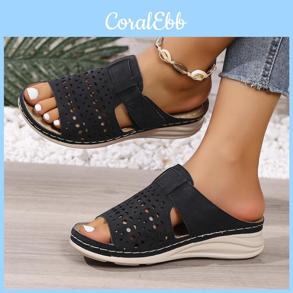 Casual Wide Strap Platform Slides For Women With Rubber Outsole For Summer