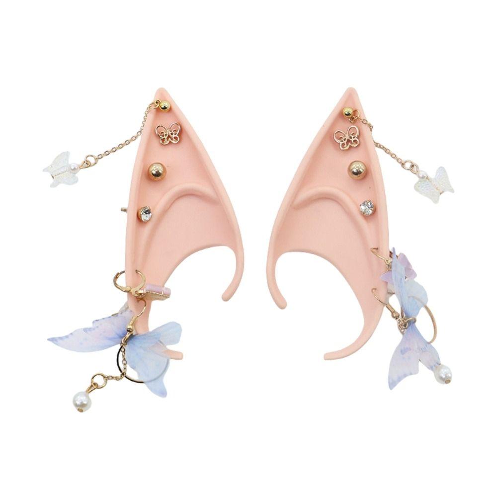 Pearl Zinc Zinc Alloy Halloween False Ears Forest Butterfly Latex Ear Cuff Jewelry  Dress Up