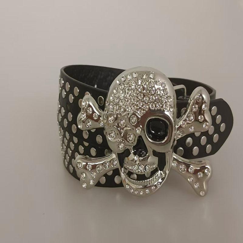 Personalized Skull Rhinestone Belt, Punk Youth Style Belt, Combining Multi-functionality and Fashion Sense