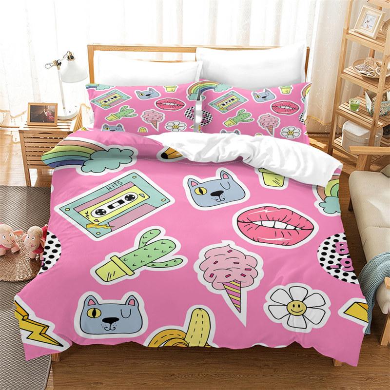 3D Print Duvet Cover King Size Love Bedding Set Lips Kissing Pattern Comforter Cover Bedding Decorative For Women Girls Lovers