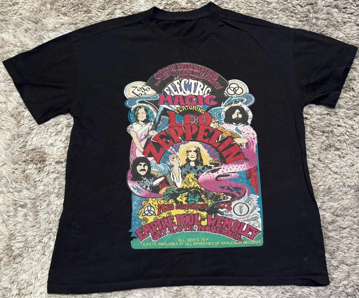 

Led Zeppelin Electric Magic T Shirt Black Cotton Adult Unisex Size S XL