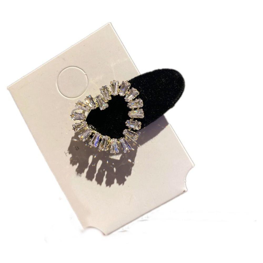 Temperament BB Clip Luxury Hairband Bow Rhinestone Girls Hair Clip Sweet Barrettes Korean Style Hairpin Velvet Duckbill Clip