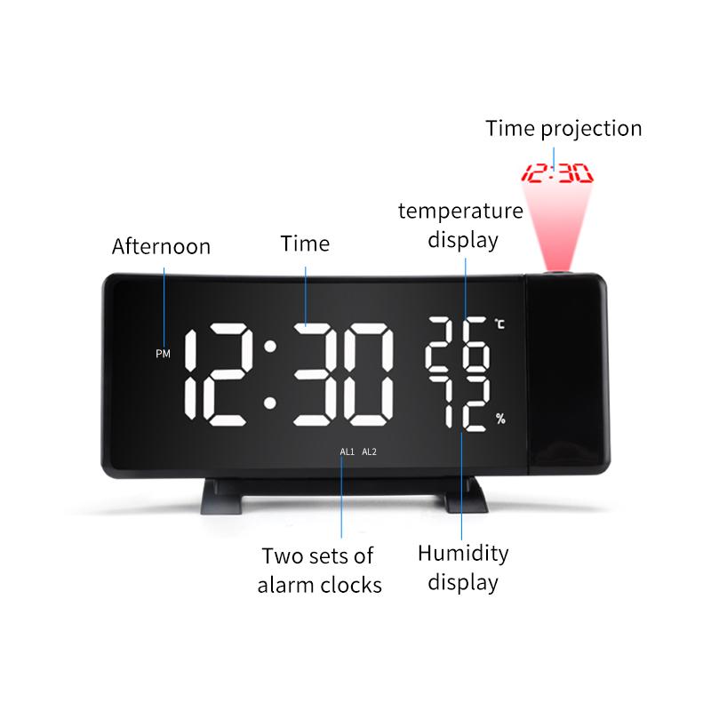 Top Selling Smart USB Projected Alarm Clock Thermometer Modern Design LED Desk Table Clock Electronic Movement for Household Use