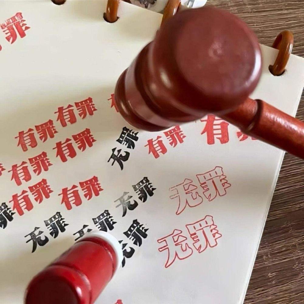 Inkpad Toy Wooden Hammer Portable Mini Judge Gavel Judge Stamp Hammer Notebook Decoration