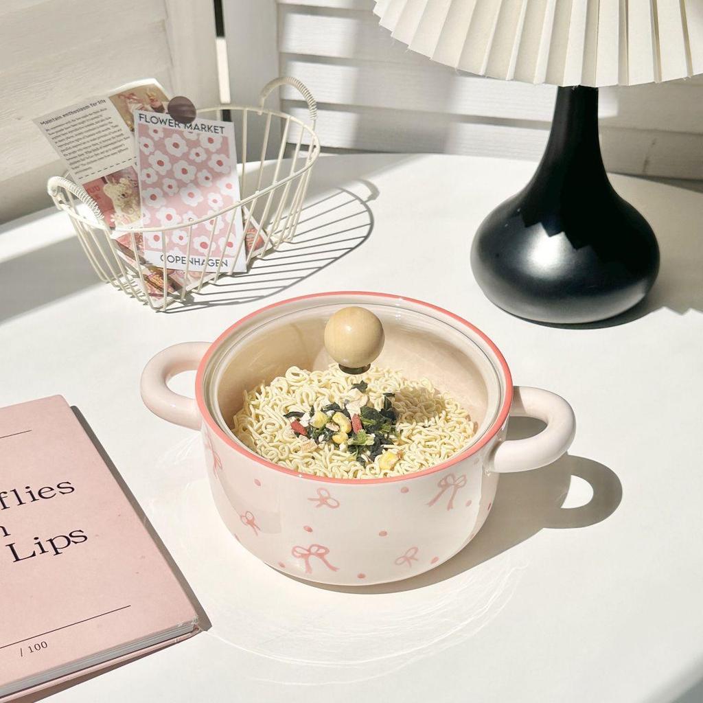 Large Capacity Bow Tie Noodle Bowl for Students