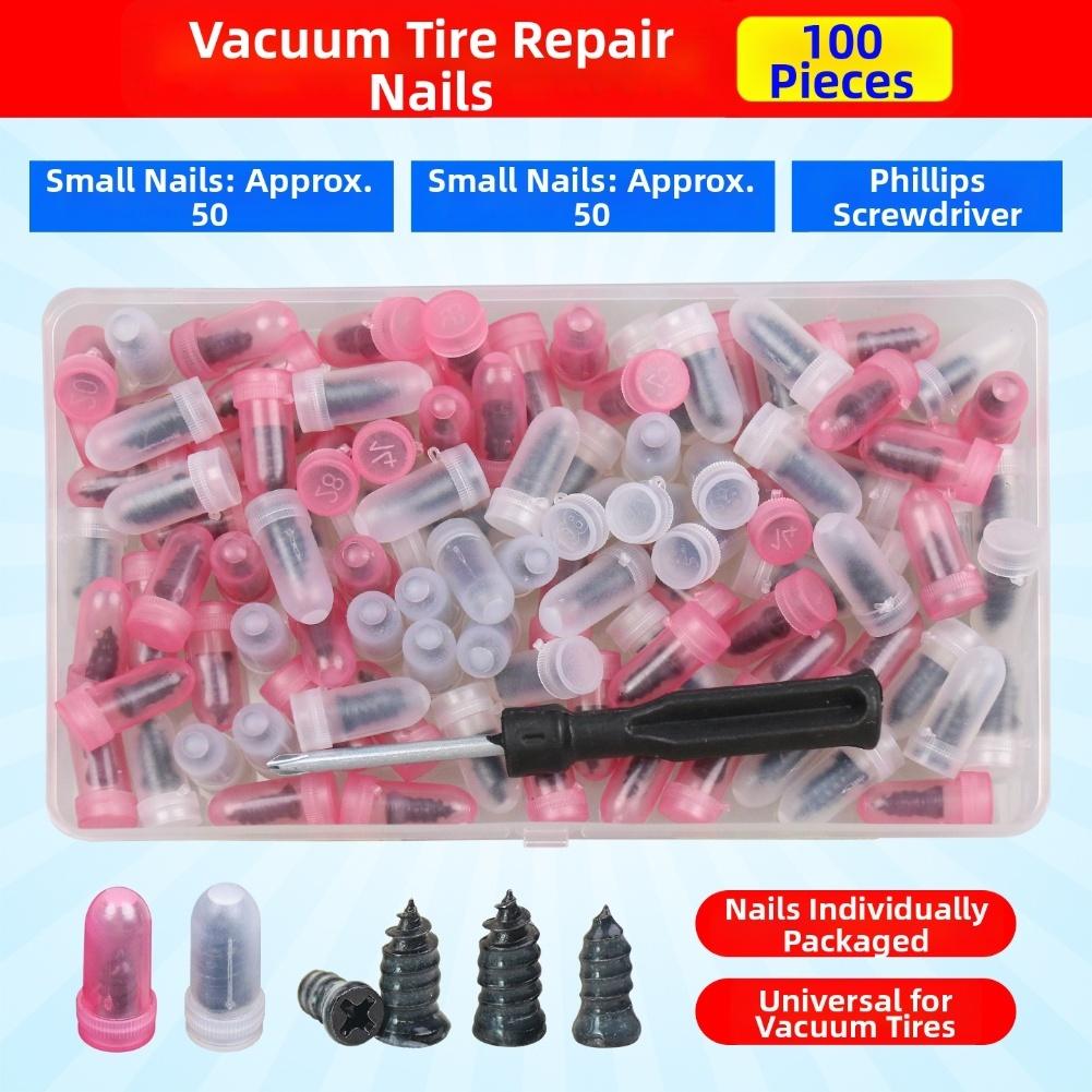 1 Set Vakuum-Reifenreparaturnägel Mit 100 Reifenstopfen-Schraubendreher Selbstbedienungs-Reifenreparatur-Stopfen Für Reifenpanne-Reparatur Schnelle Reparatur