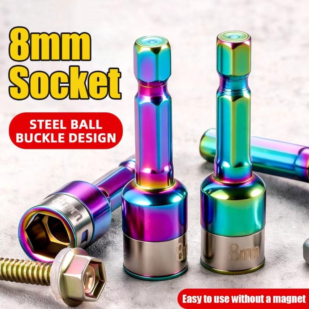 1/5Pcs High Hardness Colorful Sockets 8mm Impact Socket Hex Shank Socket  for Pneumatic Screwdriver