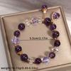 Fashion Purple Crystals Beaded Bracelets for Women Round Beads Purple  Four-leaf Clover Drop Bracelet Lucky Stretch Hand Chain Jewelry for Wedding