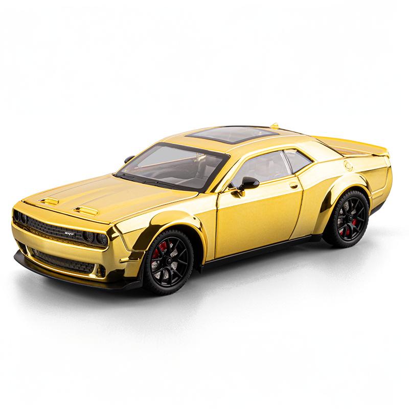 1:24 Dodge Challenger SRT Hellcat Redeye Electroplating Sports Car Alloy Diecast Model Car Collection Hobby Decorations Display