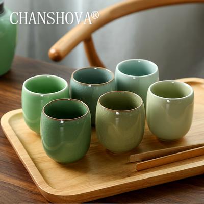 CHANSHOVA-Porcelain Tea Cup Set, Traditional Chinese Style, Celadon Crackle Ceramic Teacup, Small Coffee Cup, 150ml, H284