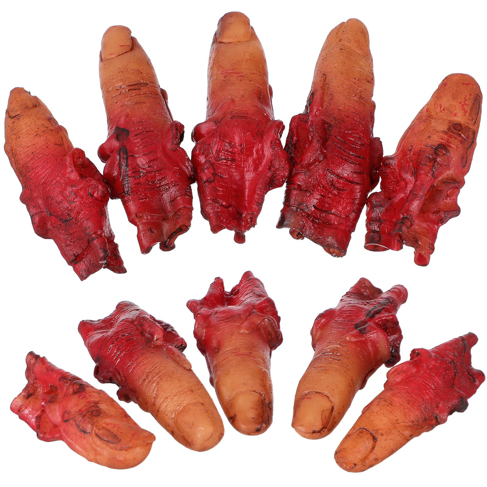 10pcs Halloween Finger Bloody Severed Finger Broken Body Part Party Hanging Ornament Horror Prank Prop Halloween Supplies Dark
