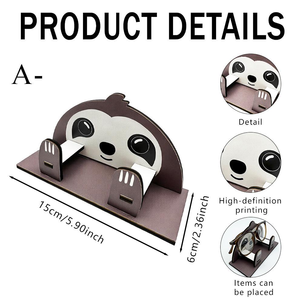 Wooden Animal Eyeglass Display Stand Hand Carved Glasses Organizer Holder for Office Study Bedroom Desk and Home Decoration