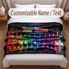 Music Guitar Theme Soft Blanket Personalized Custom Name Text Print Warm Blanket Home Sofa Bedroom Decor