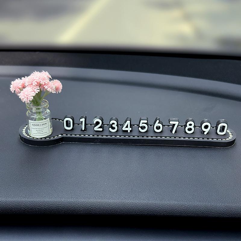 Car Temporary Parking Card Phone Number Card Plate Telephone Number Stop Luminous Parking Aid Garage Car Interior