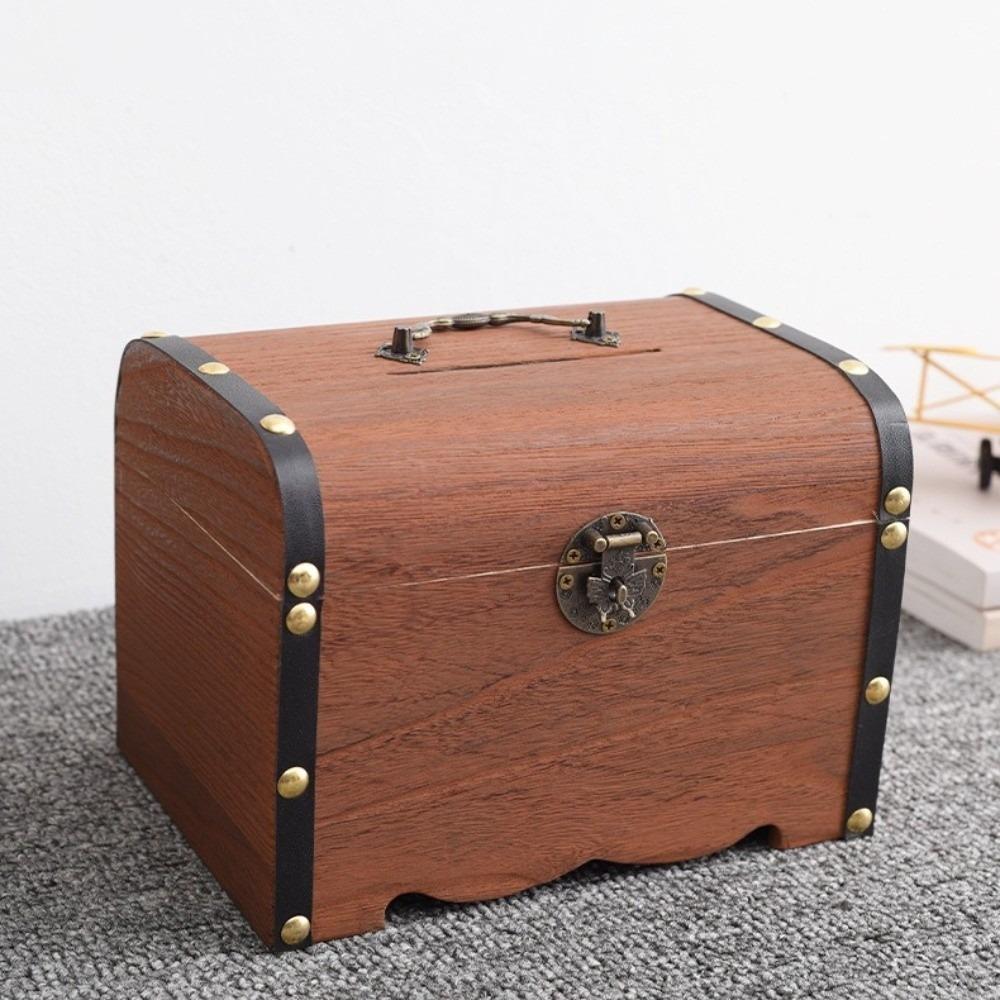With Security Lock Treasure Chest Vintage Coin Bank New Piggy Bank  Home Decor