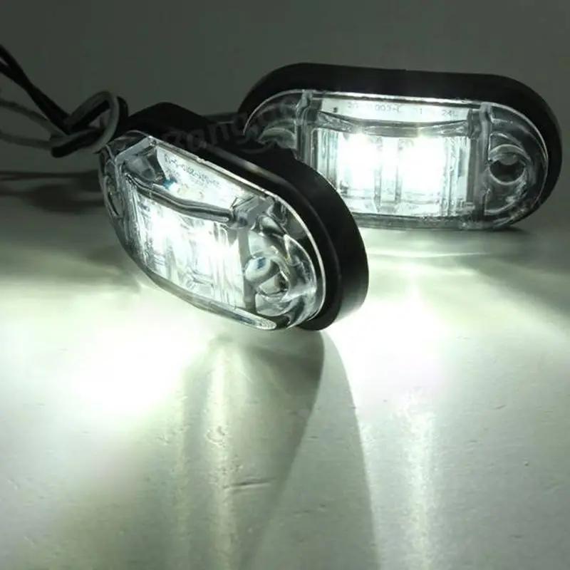 2Pcs DC 10V~30V LED Side Marker Lights Car External Light Alarming Tail Light Auto Trailer Truck Lorry Lamps White Color