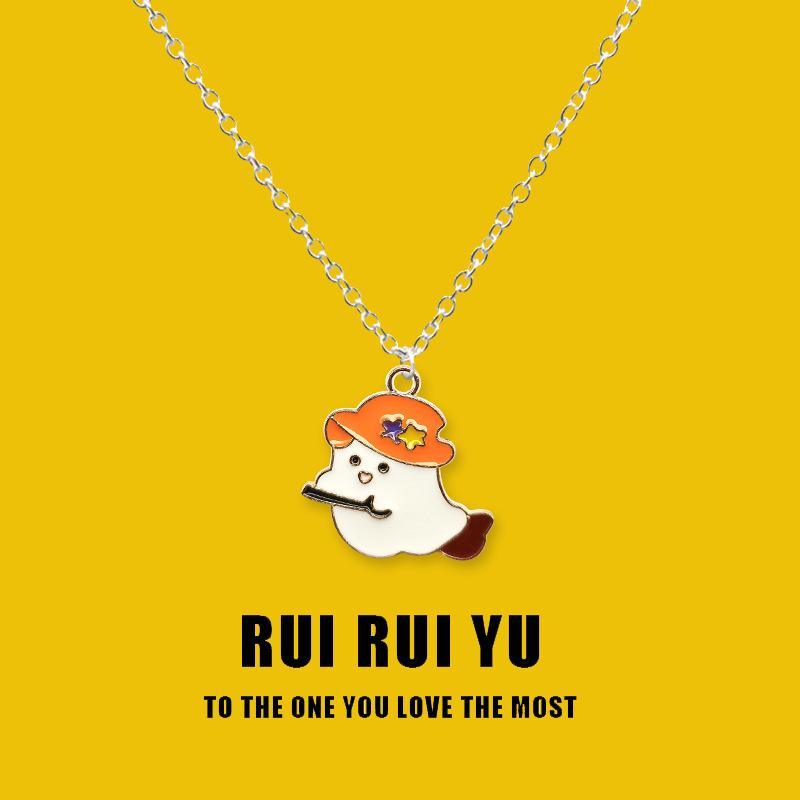 RUI RUI YU White Ghost Necklace Pendant Necklace for Women Men Girlfriend Couple Lover Jewelry Gift