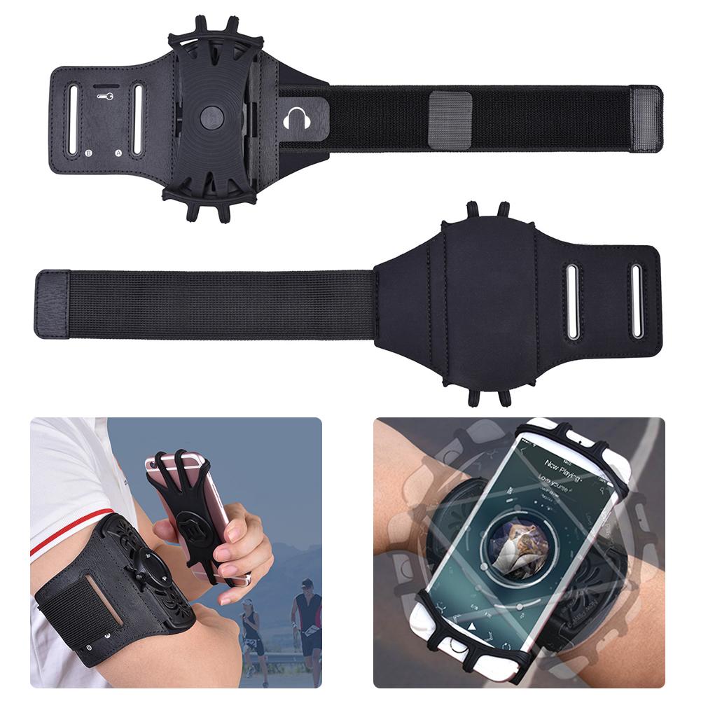Running Armband Sports Arm Band Adjustable Cell Phone Holder 360 Degree Rotating Sports Wristband for Gym Workout
