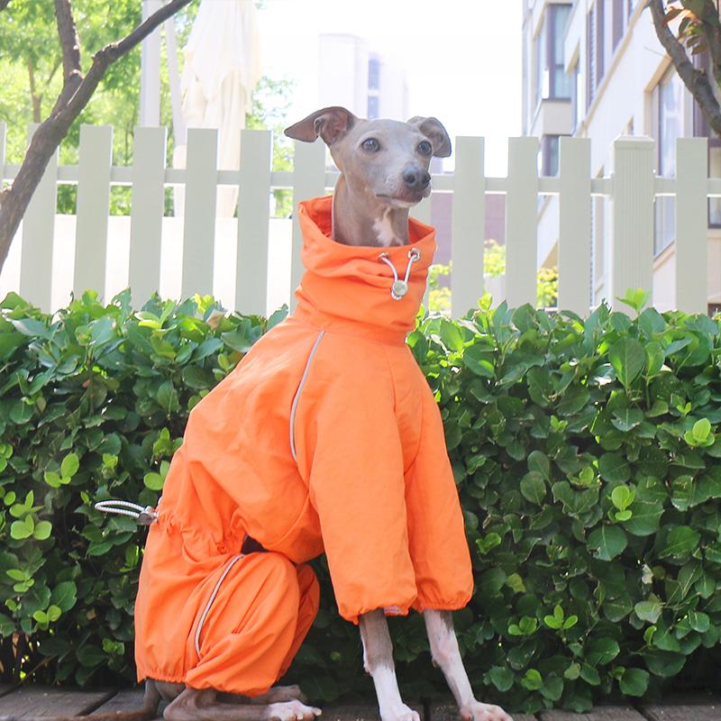 Waterproof Dog Raincoat Italy Greyhound Whippet Jacket Sun-proof Adjustable High Collar Zipper Pet Raincoat Outdoor Walkin