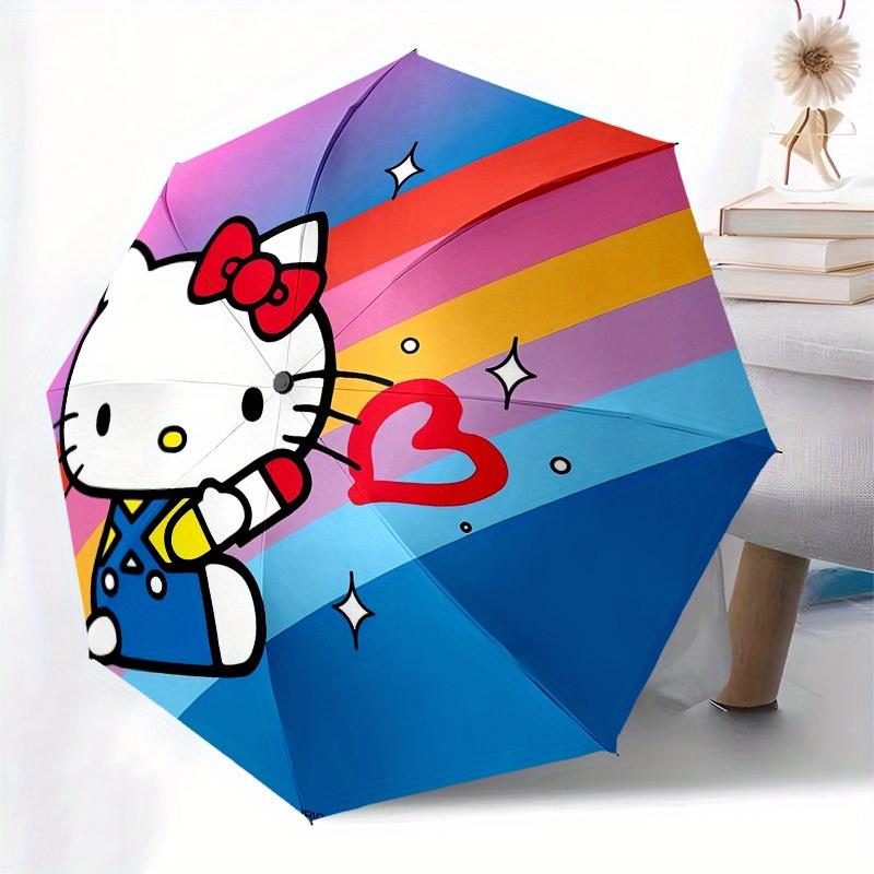 1pc Hello Kitty Rainbow Heart Umbrella with Plastic Handle,Suitable for All Seasons Home Travel Outdoor UmbrellaSanlio288