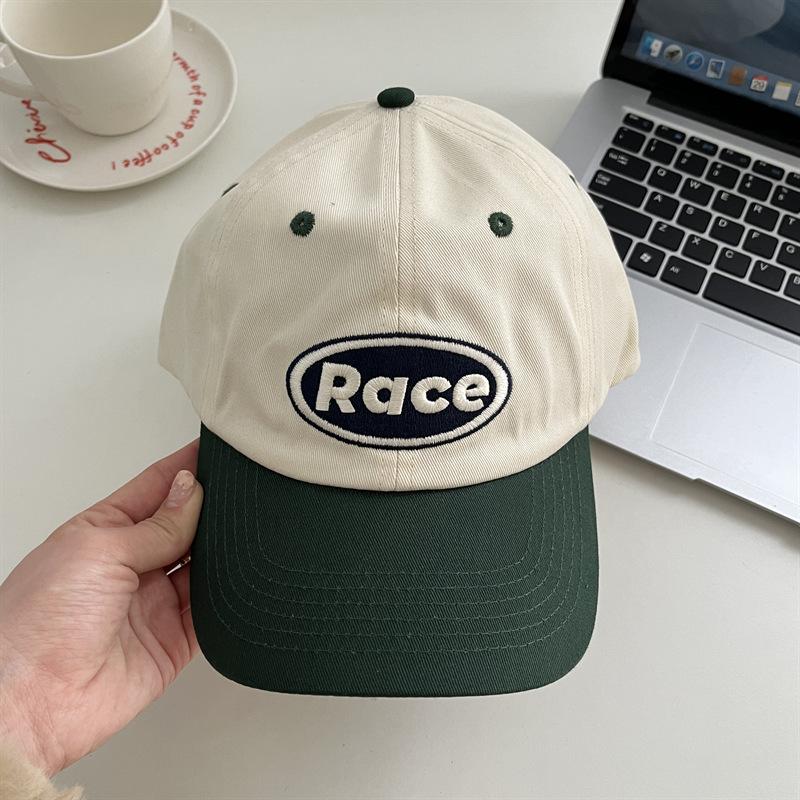 

Face small high street soft top contrasting color letter embroidery cap women s casual sunscreen baseball cap men M（56-58cm）