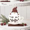 Coffee Bar Shelf Decor Table Ornament, Wooden Theme Stand with Stable Decorative Signs Base, Retro Farmhouse Tray for Kitchen Station Countertop