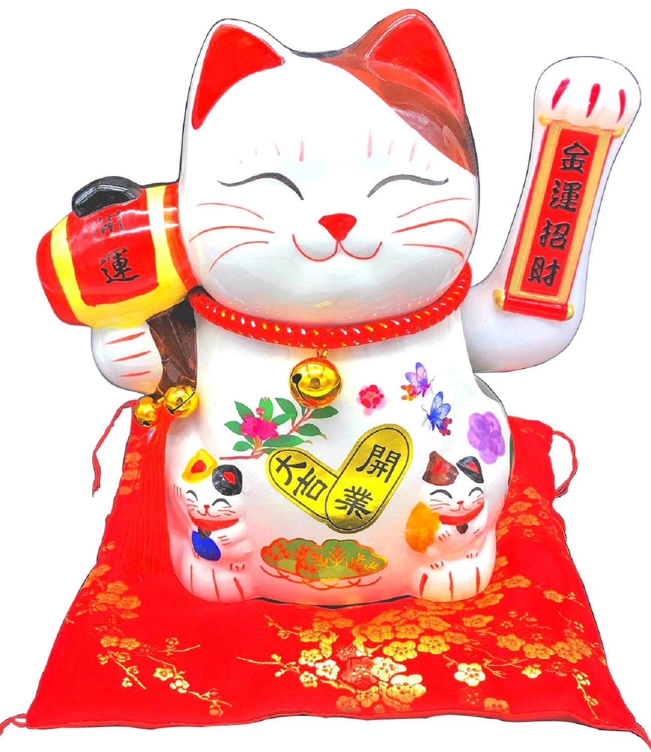

YRO Electric Maneki-neko Cushion with Moving Hands, Battery Operated, Good Luck, Prosperity, Opening Gift, Fortune and Wealth (Money Luck)
