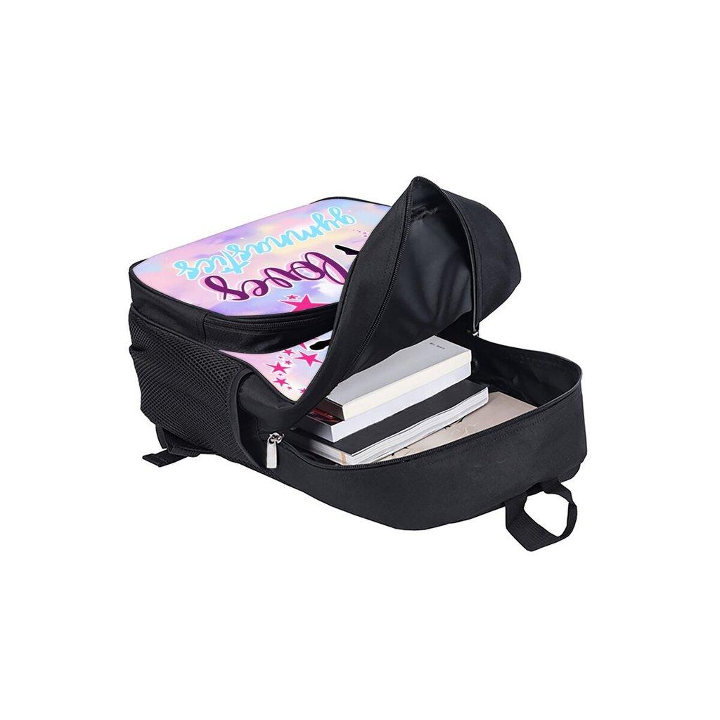 Yoga Dance Print School Backpack for Boys and Girls Best Gift Waterproof 2D Flat Cartoon Round Front Pocket Bag for Children