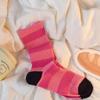 Raspberry Powder Skin-Whitening Women's Mid-Calf Color Block Socks - Trendy, Versatile Autumn/Winter Pile Socks