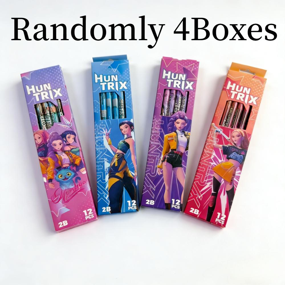 Kpop Demon Hunter Huntrix Theme 12pcs 2B Wooden Pencils Smooth Writing Graphite Sketch Pencils School Supplies Gift for Students