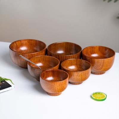 Retro Japonský styl Masivní dřevo Nádobí Miska na rýži Domácnost Velká polévková mísa Dětská dřevěná miska Kyselé jujubové dřevo Miska pro dospělé