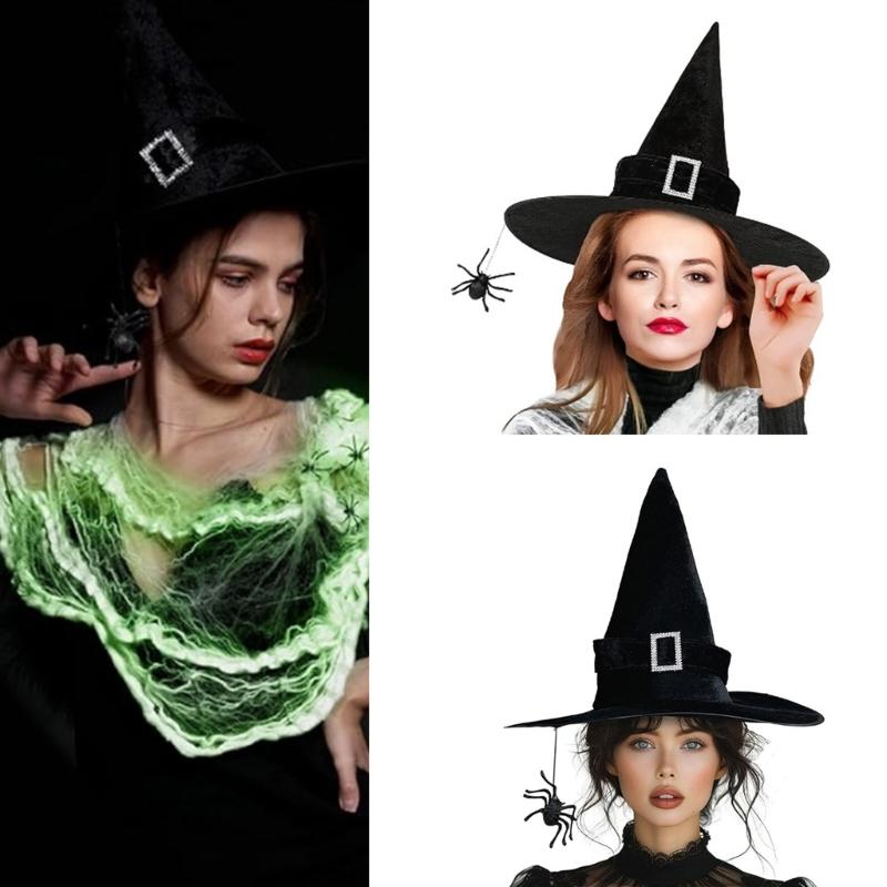 Witch Hat Pendant Halloween Spiders Hat Widget Personality Hat Decoration for Halloween Cosplay