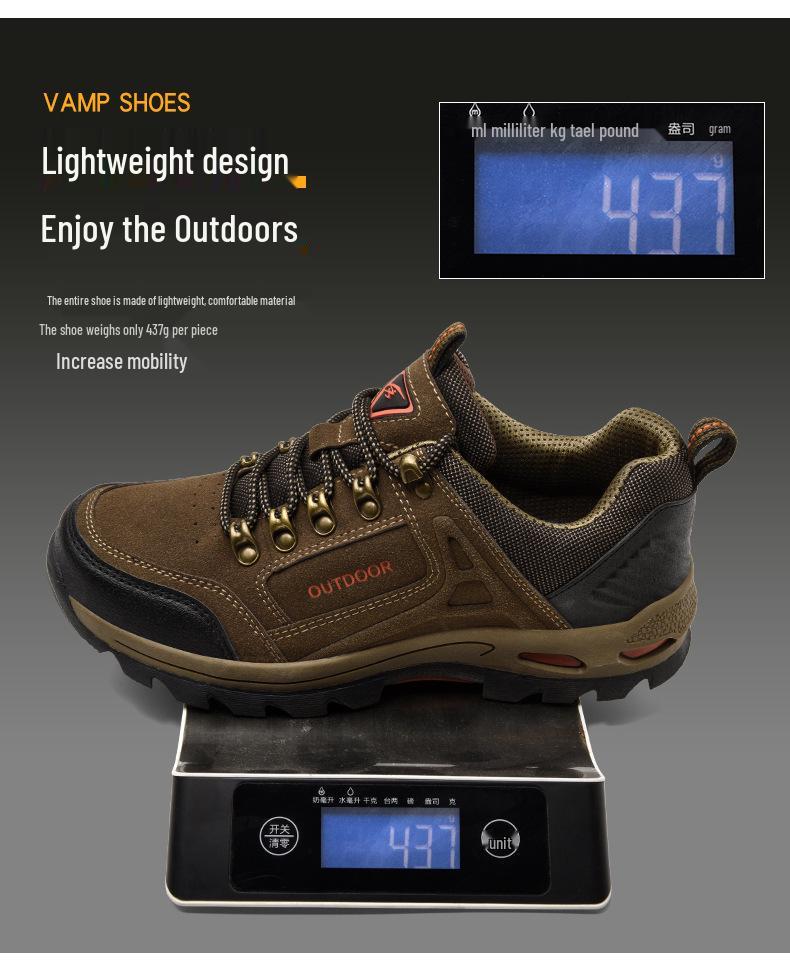 Pánské nadměrné protiskluzové šněrovací nízké turistické boty na podzim a zimu