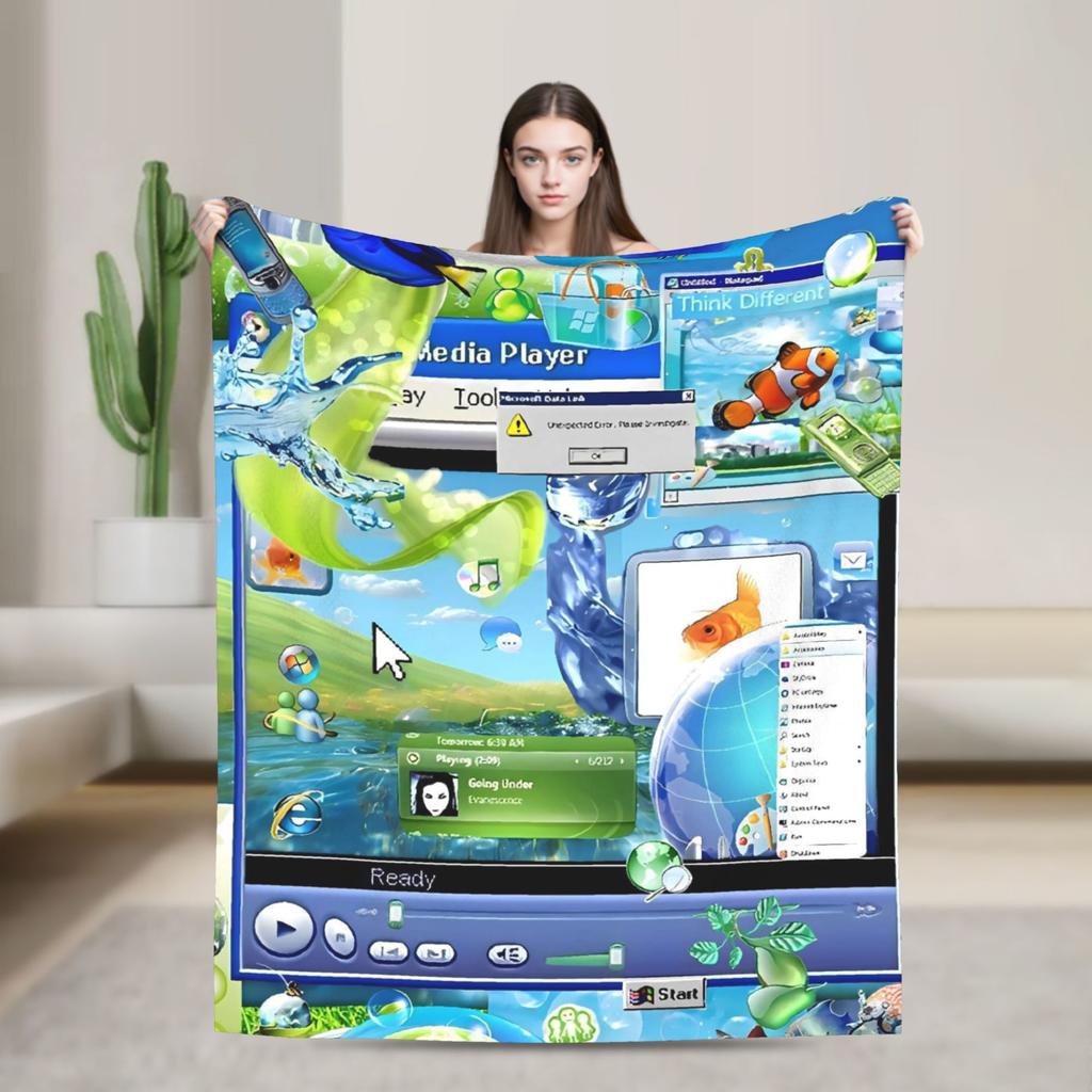 Frutiger Aero Blanket Quality Super Soft  Bedding Throws Autumn Decorative Living Room Novelty Bedspread