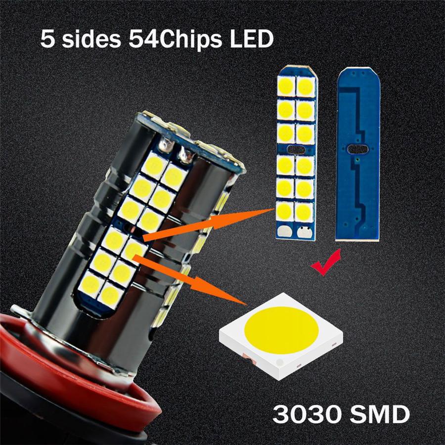 2pc H11/H8/H9 White High Power LED H11 Low Beam Headlight +2pc H11 H8 Fog Light Bulbs Conversion Kit