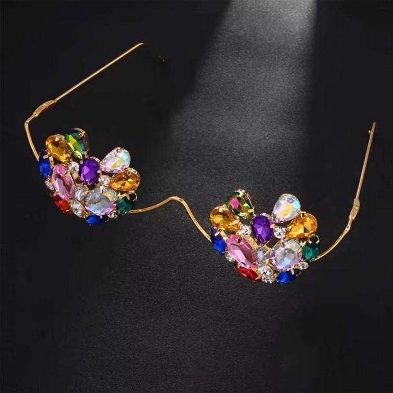 Colorful Caring Glasses Frame Personalized Design Rhinestone Internet Celebrity Blogger Photo Accessories Female