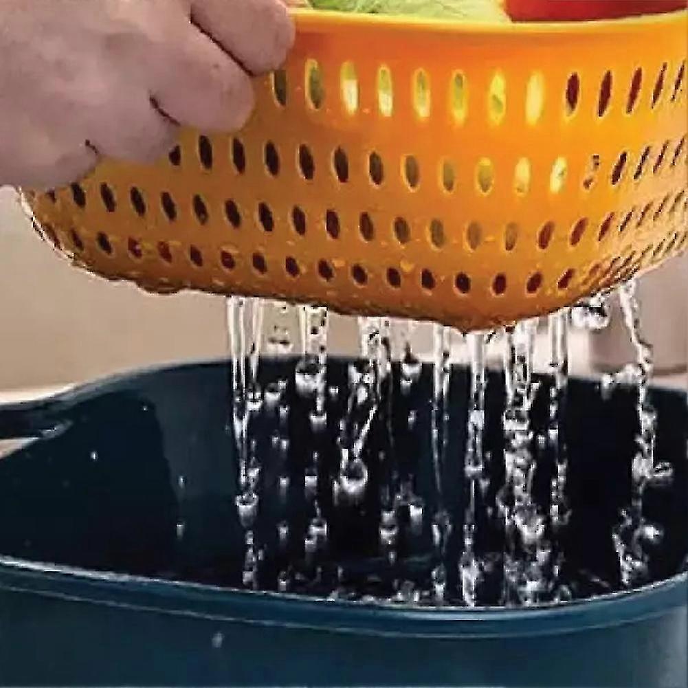 Kitchen Colander Bowl Pasta Strainer Plastic Fruit Bowl Colanders Three-Layer Draining Bowl Vegetable Washing Basket - GXCC
