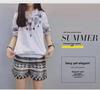 Korean Women's Summer Casual Embroidered T-Shirt & Shorts Set