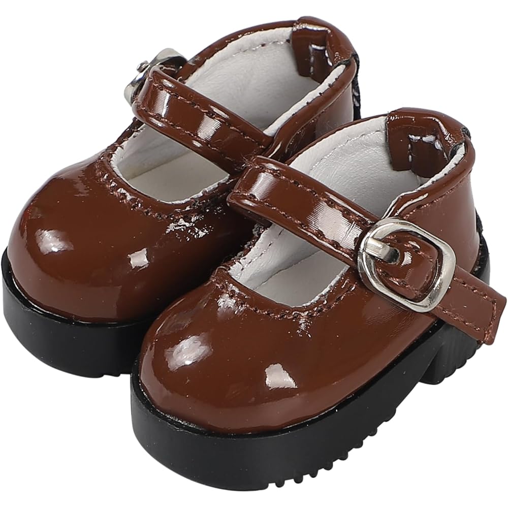 AXLUCE Plush Doll Shoes 20cm Brown Leather Footwear