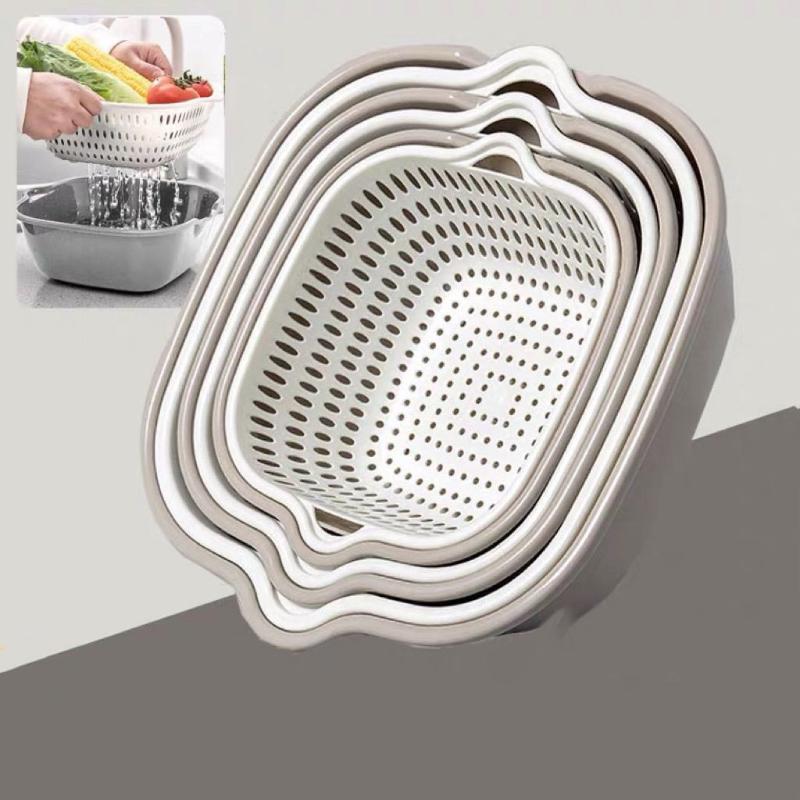 2/6/8Pcs Kitchen Sink Vegetable Drainer Fruit Basket For Fruit Washing Plastic Basin Vegetable Washing Basin Drain Basket Basin