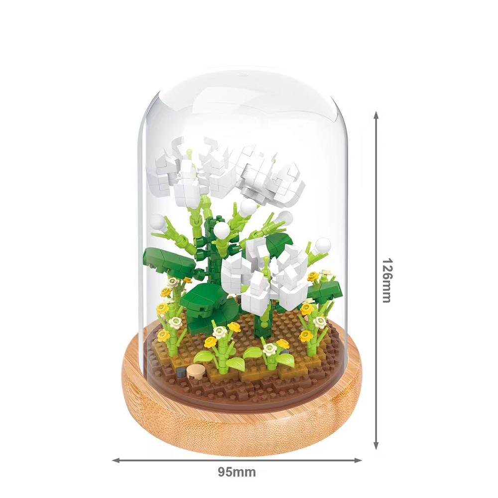 Exhibition Booth Brick Micro Diamond Block Flower Carnation Feverfew Lotus Kapok Jasmine Morning Glory Nanobrick Toys For Girls