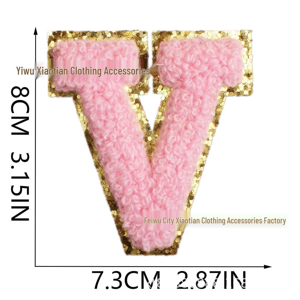 Roaring Sky Chenille Gestickter Englischer Buchstabe Aufbügler, 8cm