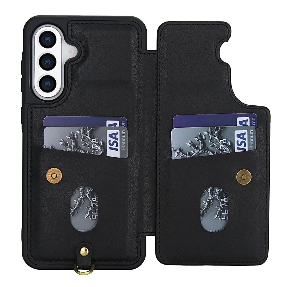 For Samsung Galaxy A36 5G/A56 5G Case Embroidered Tulips PU Leather Card Holder Back Cover with Shoulder Strap/Wrist Strap