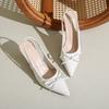 Premium French temperament nude pointed bow light mouth high heel sandals women's 2025 summer new empty sandals