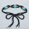 Ethnic Bohemian Leather Waist Rope With Turquoise Resin Beads For Women
