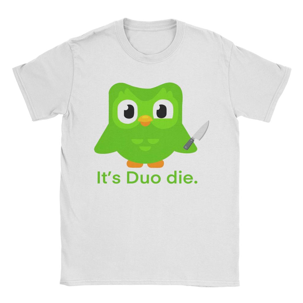 Funny Duolingo Meme (2) T-Shirt Men Vintage Cotton Tee Shirt O Neck Short Sleeve T Shirts Plus Size Clothes