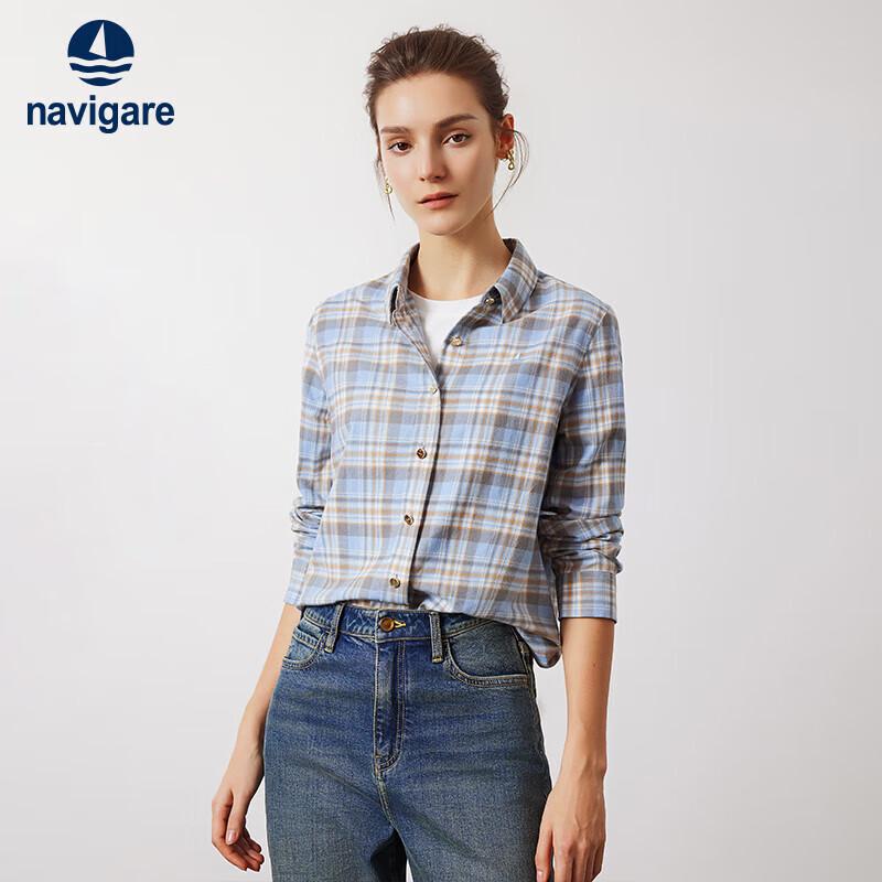

Navigare Women s Cotton Plaid Long-Sleeve Shirt S