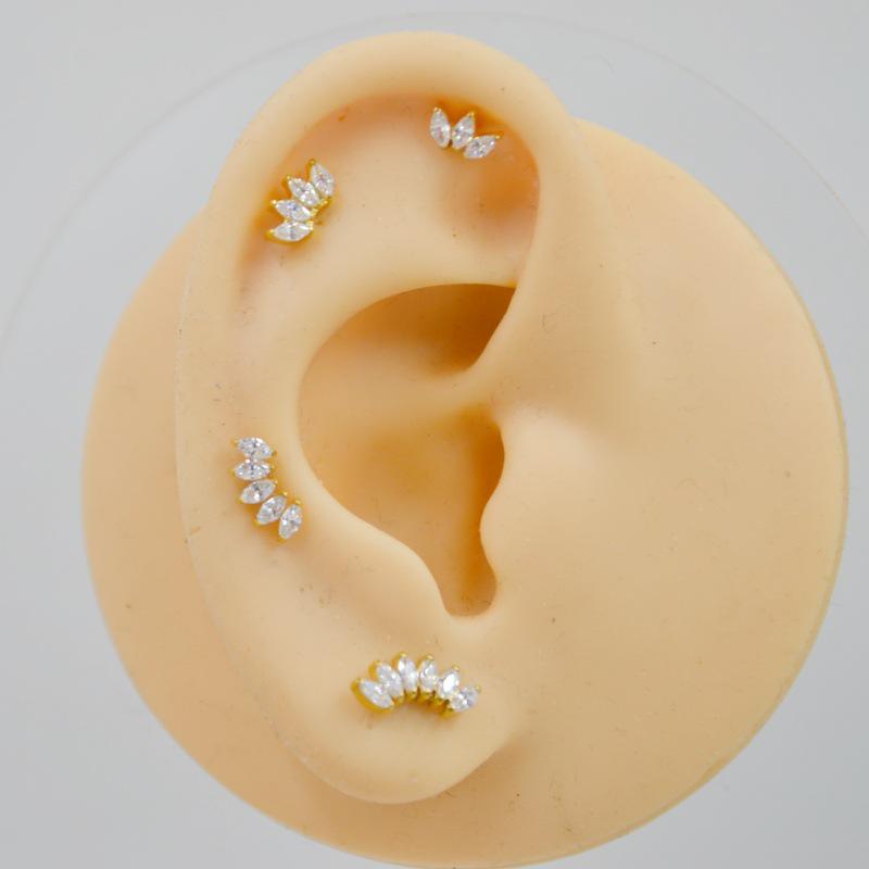 Titan G23 Coroană Marcheză Zircon Stud pentru Buze și Urechi pentru Piercing Medusa, Helix și Cartilaj.
