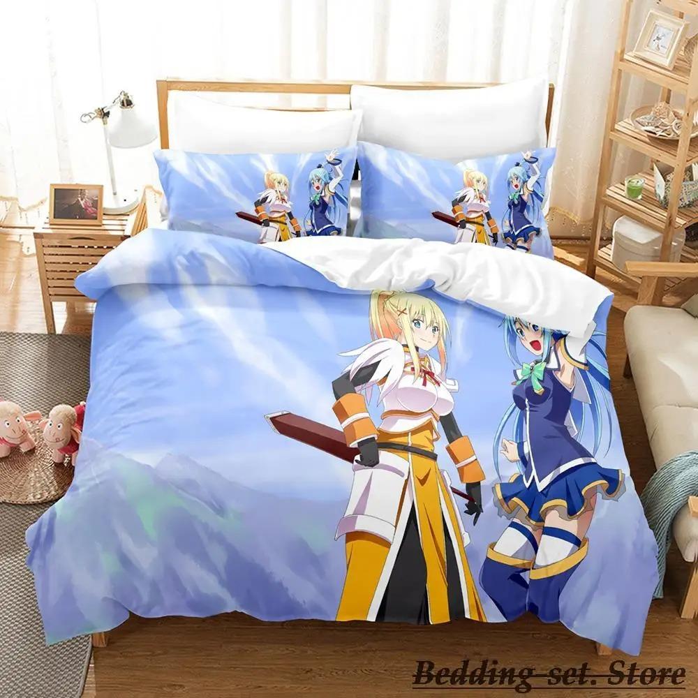 KonoSuba Bedding Set Single Twin Full Queen King Size Bed Set Adult Kid Bedroom Duvetcover Sets Anime parure de lit Bed