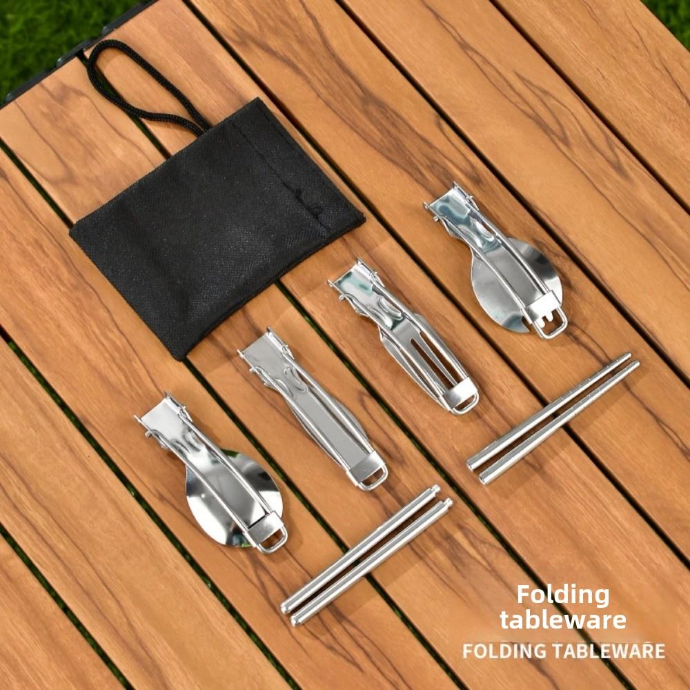 12PCS Adventure Camp Cook Set Camping Pots and Pans Family Cookset Non-toxic 304 Stainless Steel Kitchenware Set Foldable